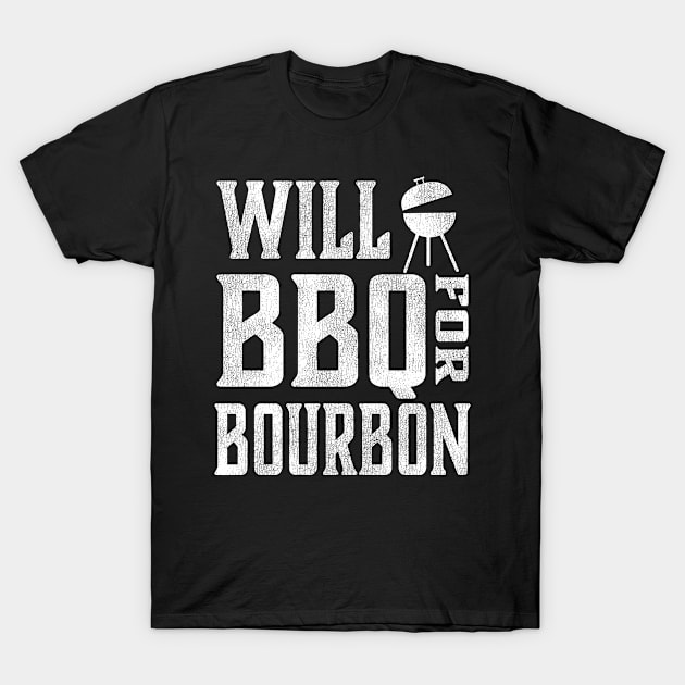 Will BBQ for Bourbon - or maybe Beer, but definitely Bourbon on the Rocks or Beer T-Shirt by Jas-Kei Designs